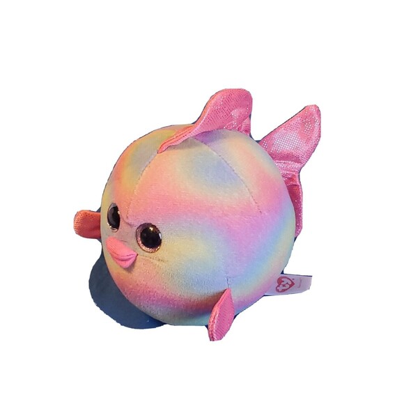 Ty 2014 Beanie Ballz Rainbow Pastel Tie Dye  Fish Retired Approx 5" - Picture 6 of 14